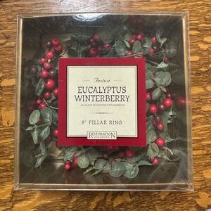 Set of 2 Restoration Hardware 8”!Eucalyptus Winterberry Wreath